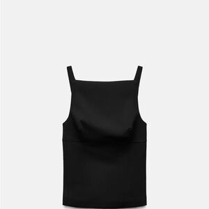 Zara Black High Square-Neck Back Tie Top